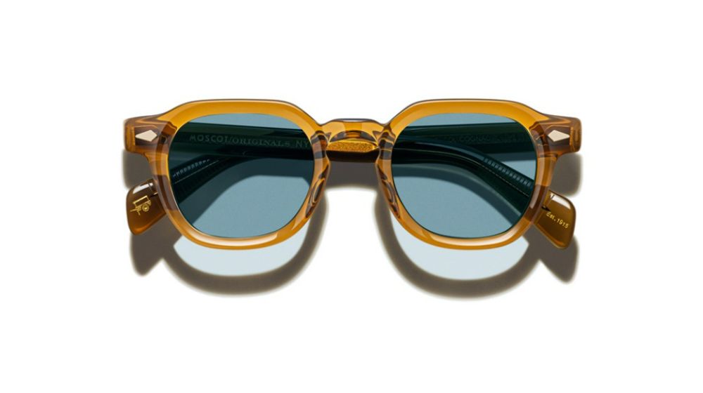 Óculos de sol Moscot Dolt cor Cognac Azul – foto 1